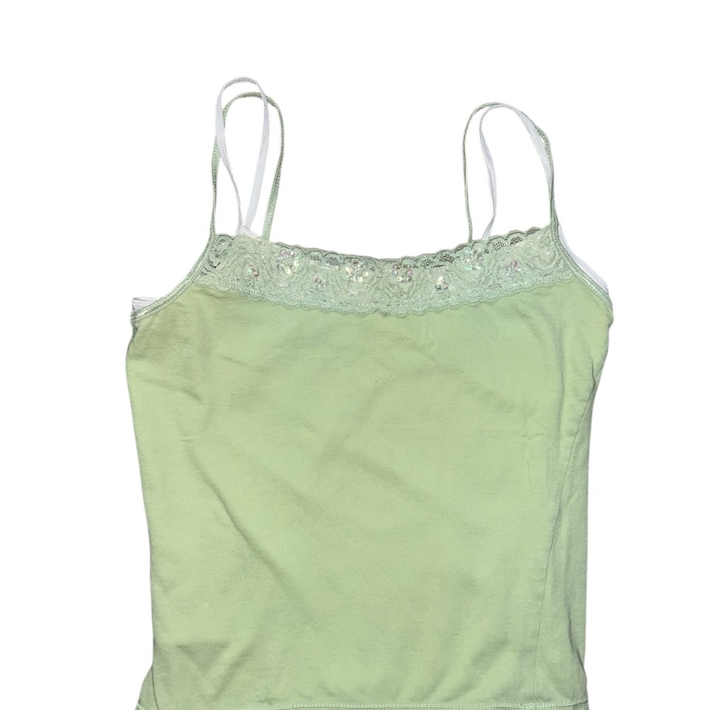 y2k Aeropostale Light Green Camisole with Lace Trim